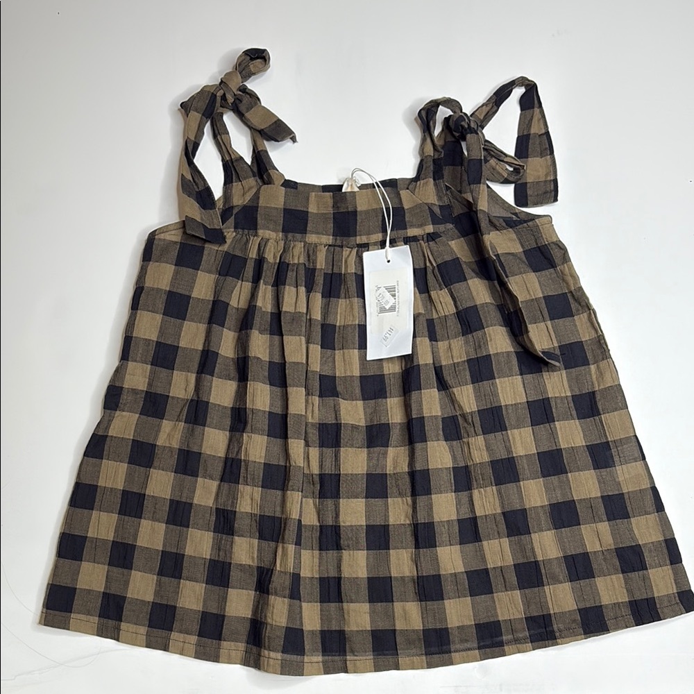Plaid Sleeveless Top with Bow Straps